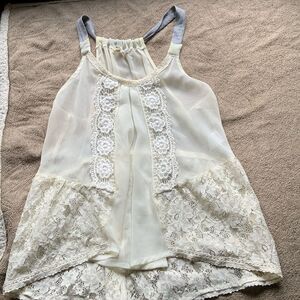 Jolt Lace Coquette Babydoll Tank Top Cami Feminine Romantic Delicate Woman's Med